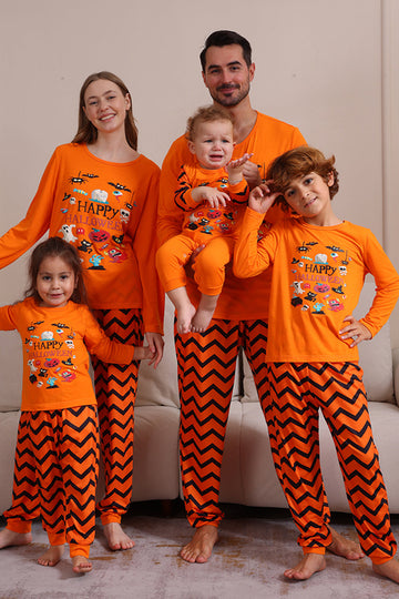 Conjunto de pijama a juego familiar de Halloween naranja